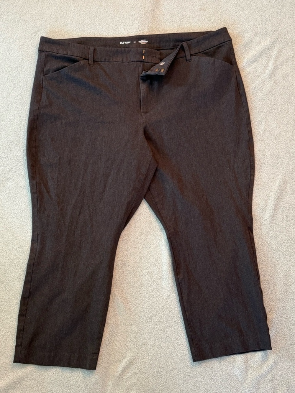 Plus Size Dark Grey Stretch Straight Leg Pixie Pants- Old Navy